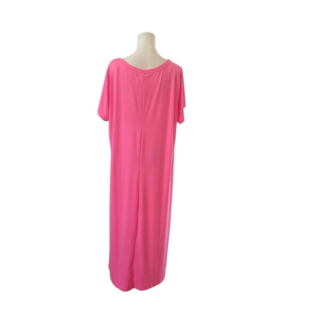 NEW Dear Scarlett Women's XL Stretchy HOT NEON PINK Maxi Beachy Vacation Dress - Picture 5 of 6